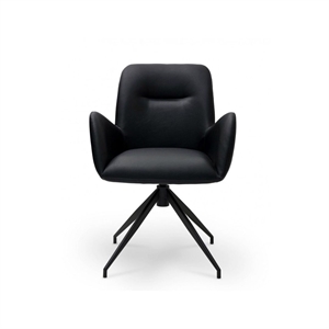 Jennifer spisebordsstol m/ drejefunktion - Sort PU læder - Stærk pris